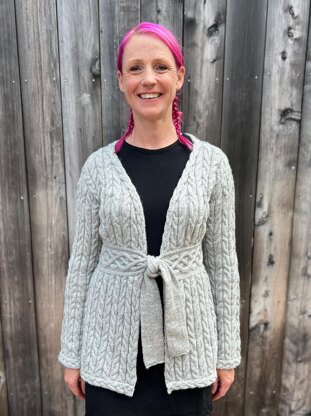 Tie Front Cabled Cardigan