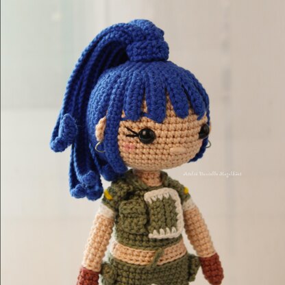 Blue-Haired Warrior Girl Amigurumi Pattern – Fanart Crochet PDF