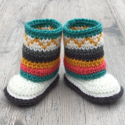 Fair Isle Mukluk Booties Crochet Pattern