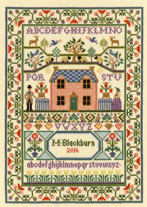 Bothy Threads Country Cottage Sampler Cross Stitch Kit - 24cm x 34cm