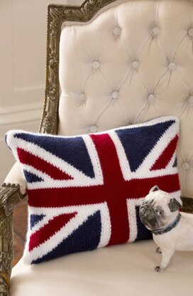 Union Jack Pillow in Red Heart Soft Solids - LW4144