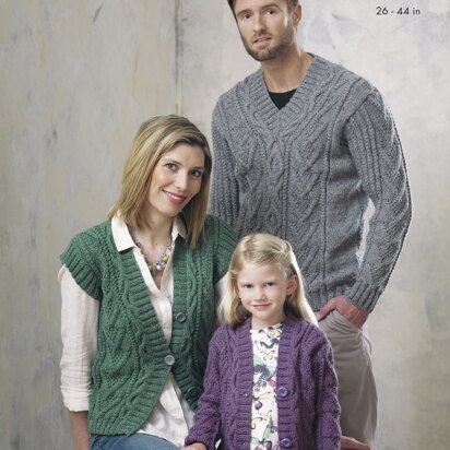 Sweater, Cardigan & Waistcoat in King Cole Aran - 4553 - Downloadable PDF - knitting pattern