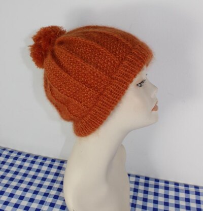 Circular Moss Stitch & Fishermans Rib Bobble Beanie