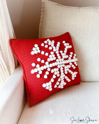 Snowflake Bobble Stitch Pillow