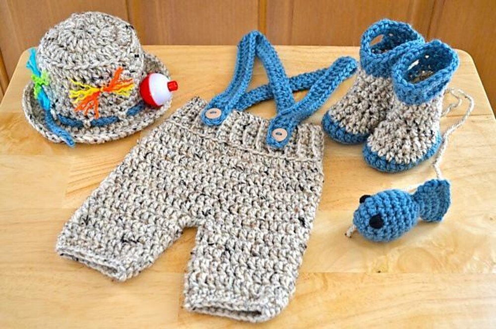 Crochet Fisherman Newborn Photography Prop/baby Shower Gift/infant