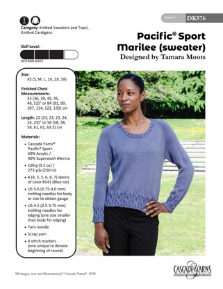 Pacific Sport Marilee Sweater in Cascade Yarns - DK576 - Downloadable PDF