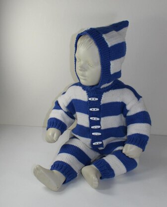 Baby Big Stripe Hoodie Onesie