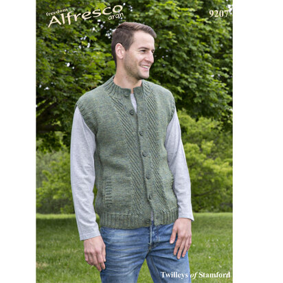 Knitted Waistcoat and Cardigan in Twilleys Freedom Alfresco Aran - 9207