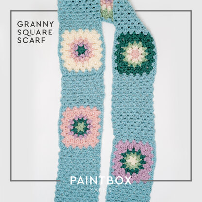 Granny Square Scarf - Free Crochet Pattern in Paintbox Yarns 100% Wool Worsted - Free Downloadable PDF