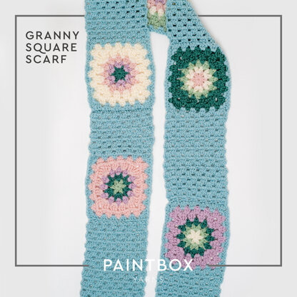 Granny Square Scarf - Free Crochet Pattern in Paintbox Yarns 100% Wool Worsted - Downloadable PDF