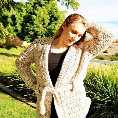 Chunky Belted Crochet Cardigan