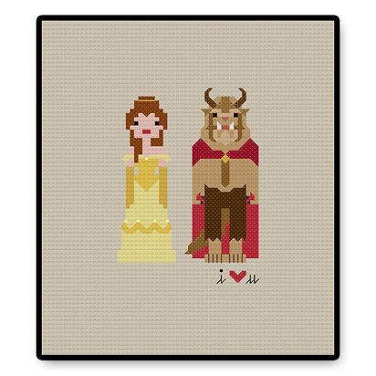 Belle and the Beast In Love Ball Gown - PDF Cross Stitch Pattern