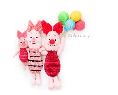 Piglet + balloons pattern (PDF + 5 videos)  Winnie the Pooh