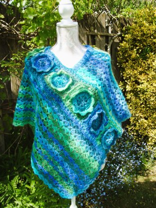 Ocean Flowers Poncho