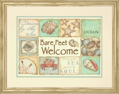 Dimensions Stamped Cross Stitch: Bare Feet Welcome Cross Stitch Kit