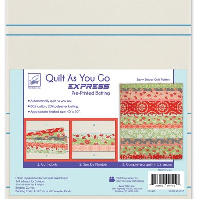 June Tailor Inc Quilt As You Go Express - Savvy Stripes Quilt