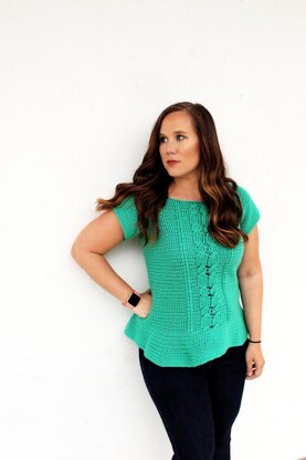 Cabled Peplum Tee