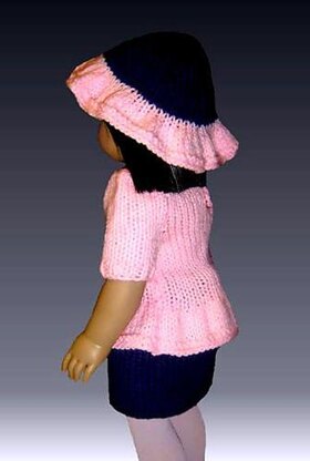 Knitting Pattern, Sweater and skirt set, fits American Girl and all 18 inch dolls 020