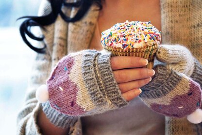 Sweeter Than a Cupcake Hat and Fingerless Mitten Set in Girls and Adult Sizes