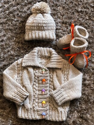 Baby Jacket and Hat and Booties