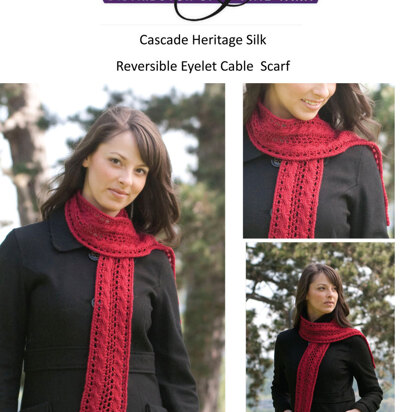 Reversible Eyelet Cable Scarf in Cascade Heritage Silk - FW156