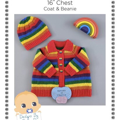Rainbow Baby Knitting pattern Newborn Matinee coat and Beanie