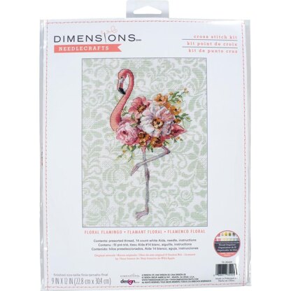 Dimensions Floral Flamingo Counted Cross Stitch Kit - 9in x 12in