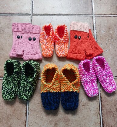Easy owl fingerless gloves & kiddies slippers
