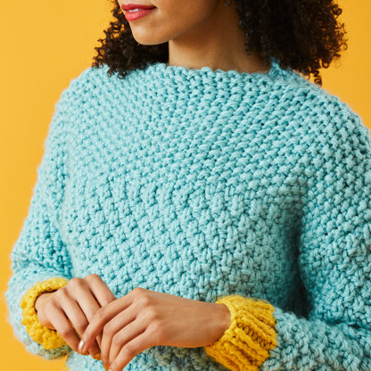 Ombre Textured Jumper - Free Knitting Pattern For Women in Paintbox Yarns Simply Super Chunky