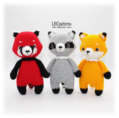 Fox, Raccoon and Red Panda Crochet Pattern