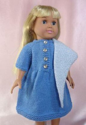 Prairie Dress, Shawl, & Ankle Bracelet, Knitting Patterns fit American Girl and other 18-Inch Dolls