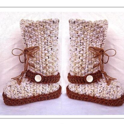 741 CROCHET BOOT SLIPPERS, Adult s, m, l