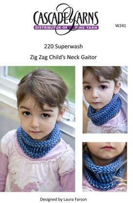 Zig Zag Child's Gaitor in Cascade 220 Superwash - W241