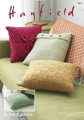 Cushions in Hayfield Bonus Aran with Wool - 7803- Downloadable PDF
