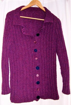 Plum Ribbed Cardigan