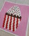 C2C Crochet Pattern Sweet Cupcake Pink White Blanket Baby Crip