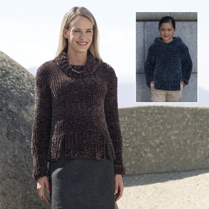 Hooded Sweater and Cowl Neck Sweater in Sirdar Plushtweed - 7872- Downloadable PDF