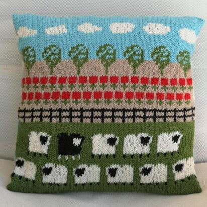 Sheep and Poppies Cushion