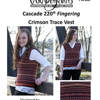 Crimson Trace Vest in Cascade 220® Fingering  - FW188 - Downloadable PDF