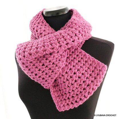 Crochet Cross Stitch Infinity Scarf "Pretty in Pink"