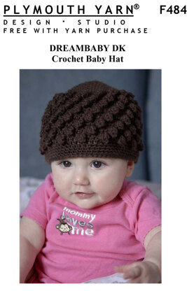 Crochet Baby Hat in Plymouth Yarn Dreambaby DK - F484 - Downloadable PDF