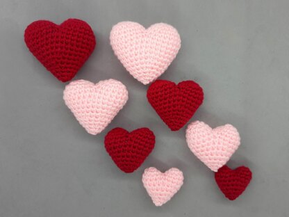 Hearts amigurumi, 4 sizes