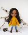 Yellow sweater for 12" dolls knitted flat