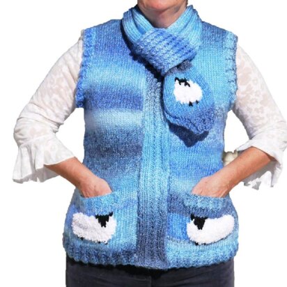 Ladies Sheep Waistcoat and Scarf