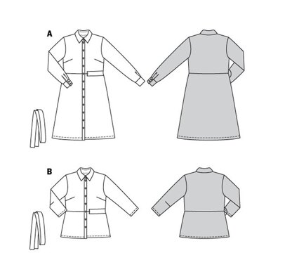 Burda Style Misses' Shirt Dress and Blouse with Cuffed Sleeves B5971 - Sewing Pattern