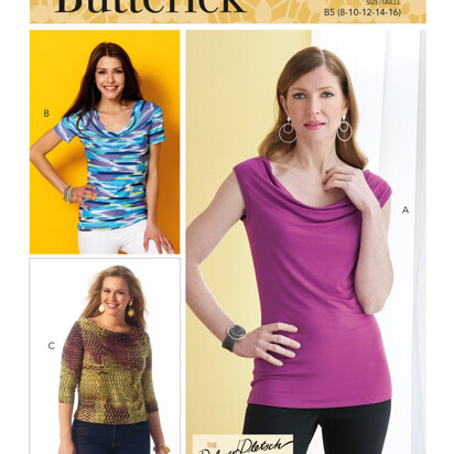 Butterick Tops mit Rundhalsausschnitt für Damen B6847 - Schnittmuster