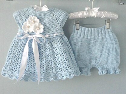 Crochet and Knitting PATTERN Baby Dress Baby Bloomers