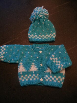 Winter Pines Doll Hat, Sweater & Mitten Set