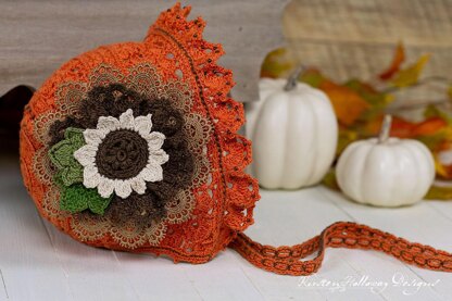 Pumpkin Spice Lace Baby Bonnet