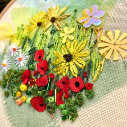 Rowandean Sunflowers and Poppies Embroidery Kit